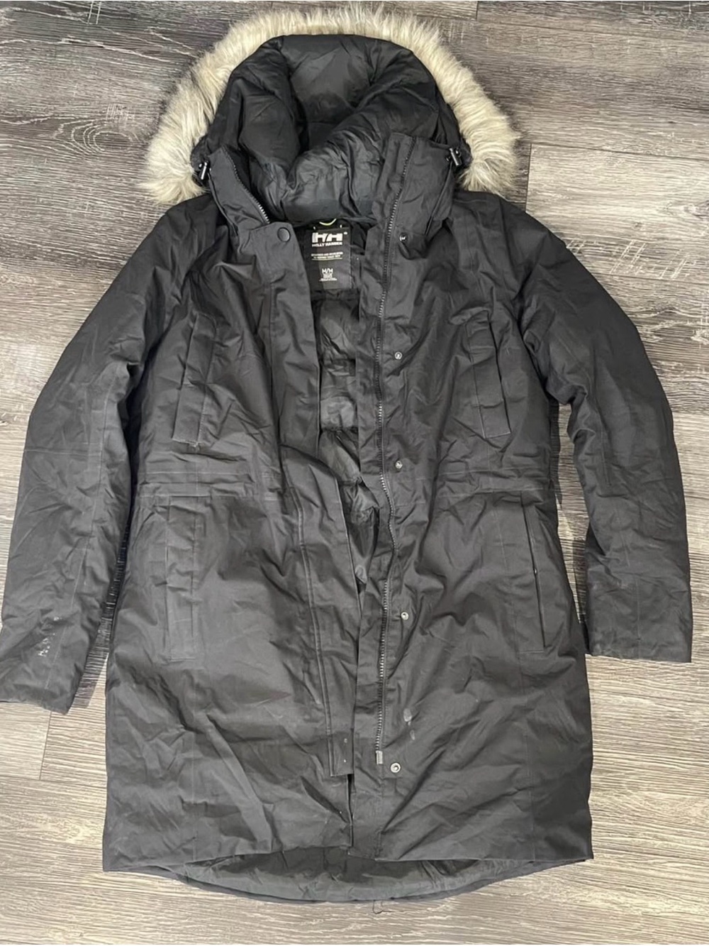 Women’s Helly Hansen Black Insulated Parka with Faux Fur Trim (MEDIUM)